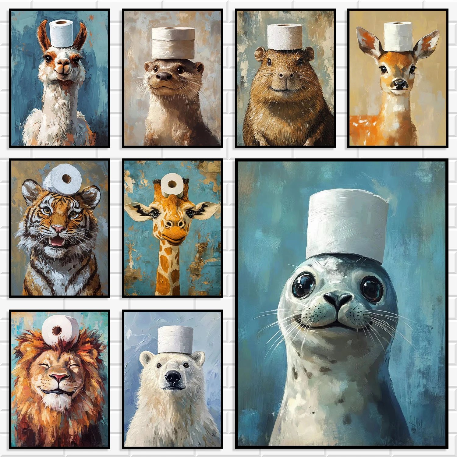 Resin Art Wallpaper - Diamond Painting Funny Animal Toilet Paper