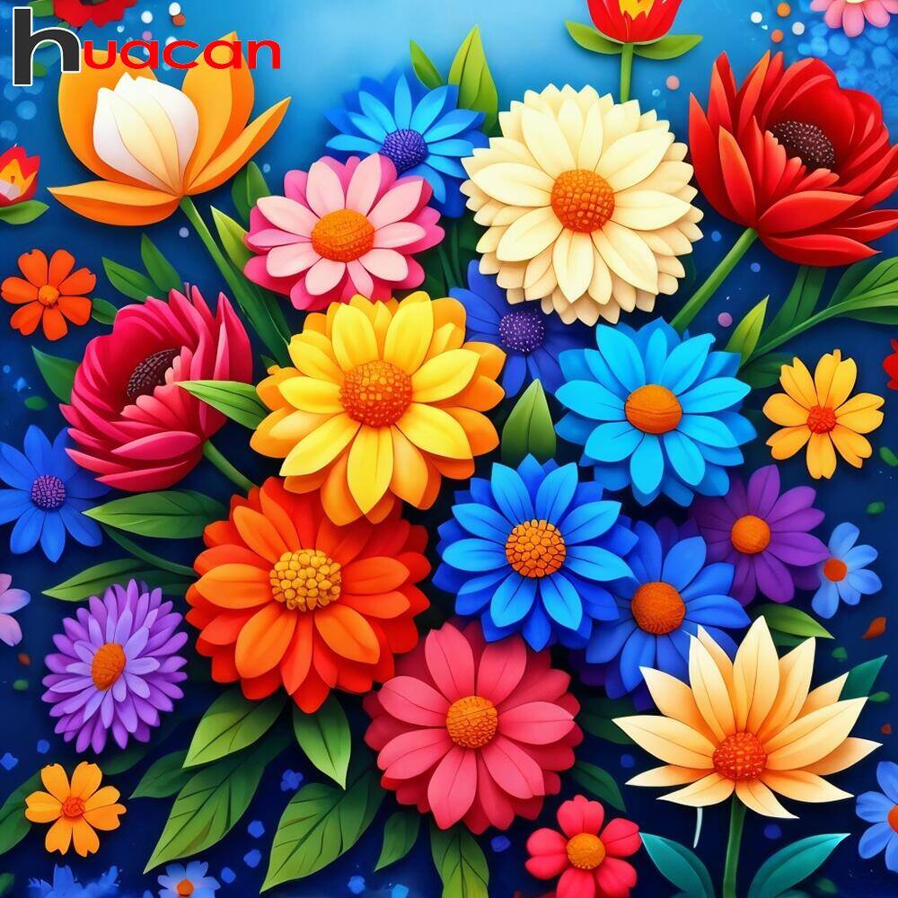 Resin Art Wallpaper - Huacan Diamond Art Mosaic Kits Chrysanthemum