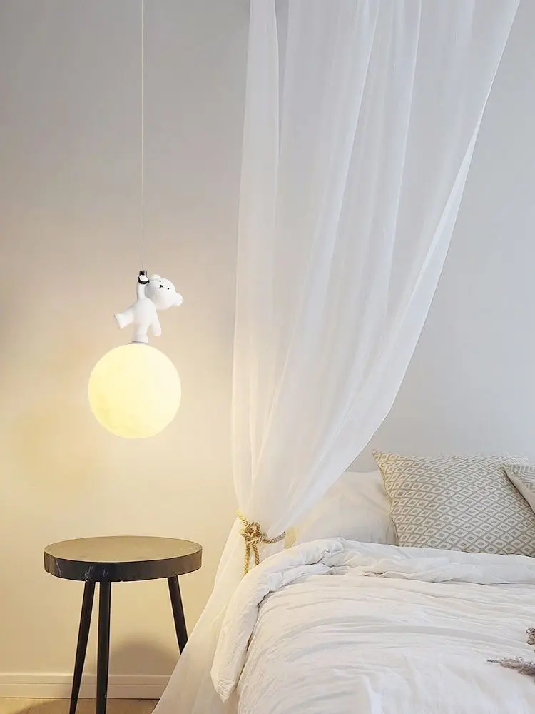 Bear Lamp Cartoon Nursery Beds - Resin Art Baby 评论和价格