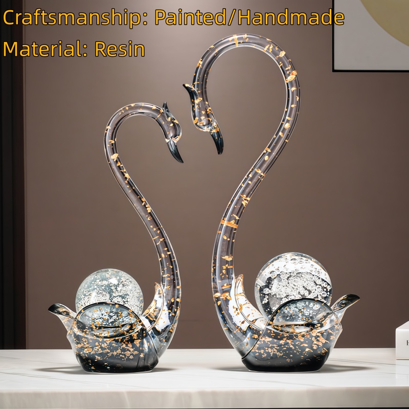 Luxury Resin Swan Figurine Cou - Resin Art Wedding Gift 评论和价格