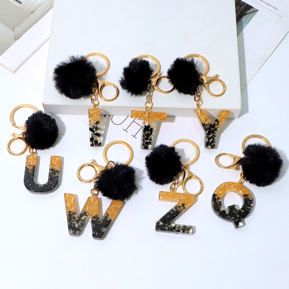 Cute Black Pompom A-Z Initial  - Resin Art Alphabet 评论和价格